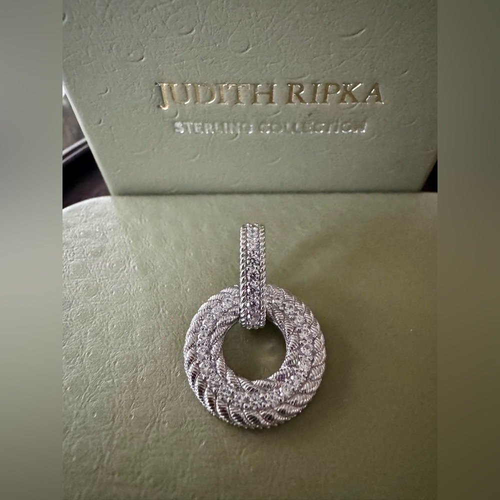 Judith Ripka Sterling Silver Textured Circle Pendant